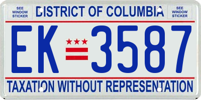 DC license plate EK3587
