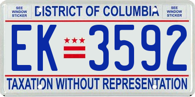 DC license plate EK3592