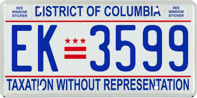 DC license plate EK3599