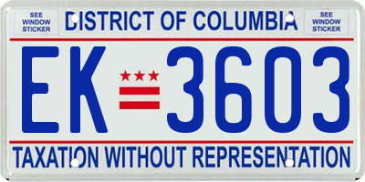 DC license plate EK3603