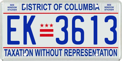 DC license plate EK3613