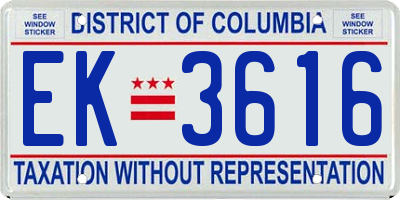 DC license plate EK3616