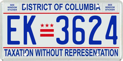 DC license plate EK3624