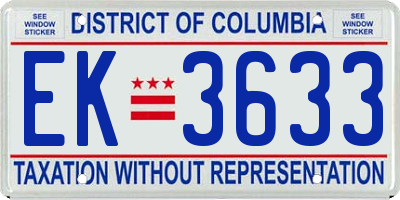 DC license plate EK3633