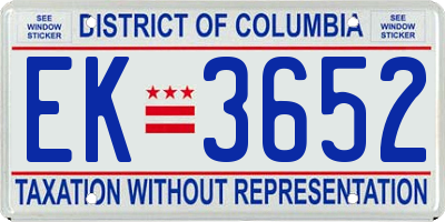 DC license plate EK3652