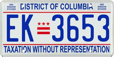 DC license plate EK3653