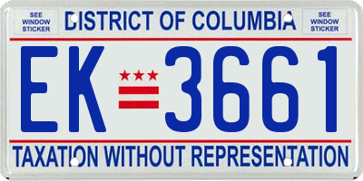 DC license plate EK3661
