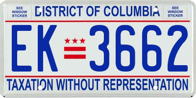 DC license plate EK3662
