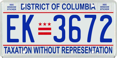 DC license plate EK3672