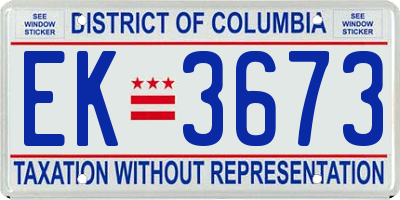 DC license plate EK3673
