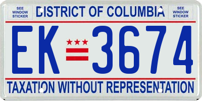 DC license plate EK3674