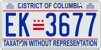 DC license plate EK3677