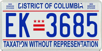 DC license plate EK3685