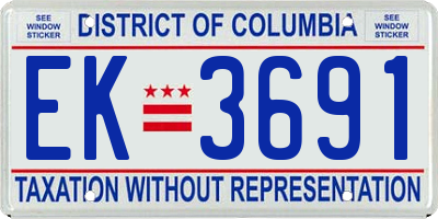 DC license plate EK3691