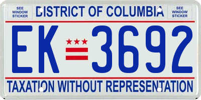 DC license plate EK3692