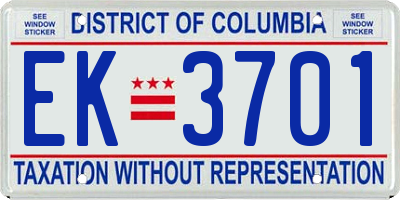 DC license plate EK3701