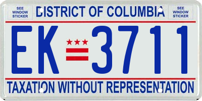DC license plate EK3711
