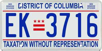 DC license plate EK3716