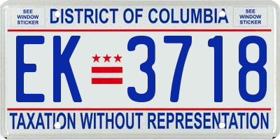 DC license plate EK3718