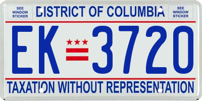 DC license plate EK3720