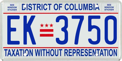 DC license plate EK3750