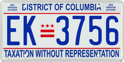 DC license plate EK3756