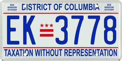 DC license plate EK3778