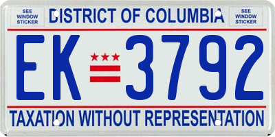 DC license plate EK3792