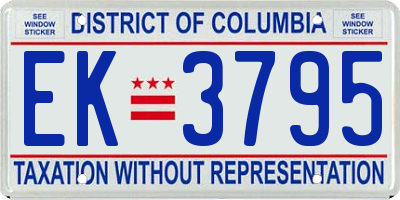 DC license plate EK3795