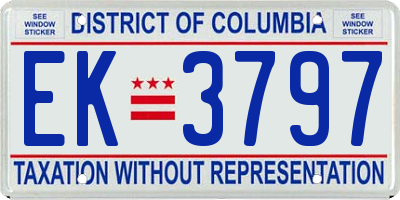 DC license plate EK3797