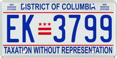 DC license plate EK3799