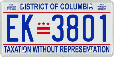 DC license plate EK3801