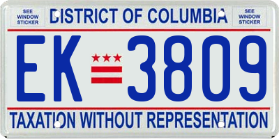 DC license plate EK3809