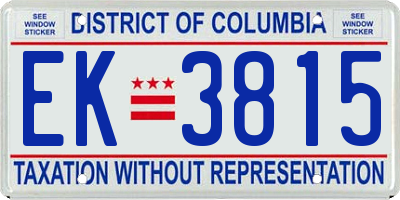 DC license plate EK3815