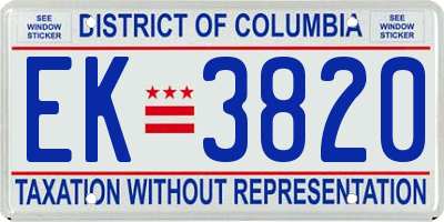 DC license plate EK3820