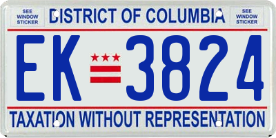 DC license plate EK3824