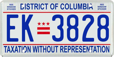 DC license plate EK3828