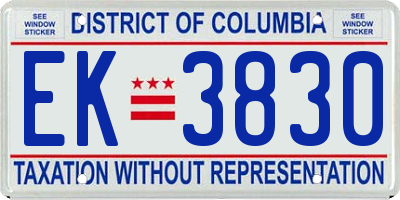 DC license plate EK3830