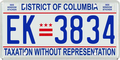 DC license plate EK3834