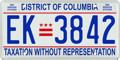 DC license plate EK3842
