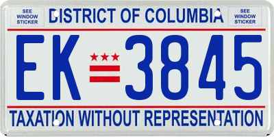 DC license plate EK3845