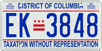 DC license plate EK3848