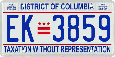DC license plate EK3859