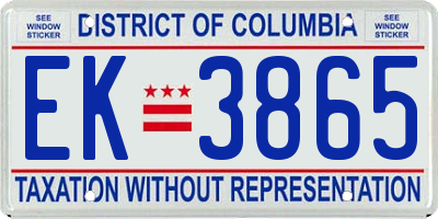 DC license plate EK3865