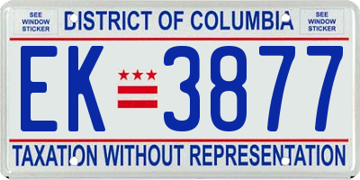 DC license plate EK3877