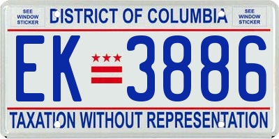 DC license plate EK3886