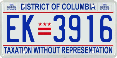DC license plate EK3916
