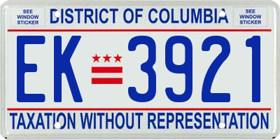 DC license plate EK3921