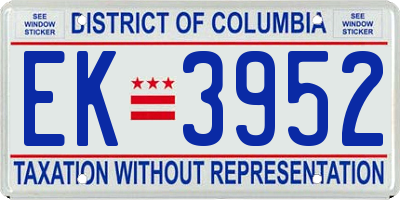 DC license plate EK3952
