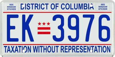 DC license plate EK3976